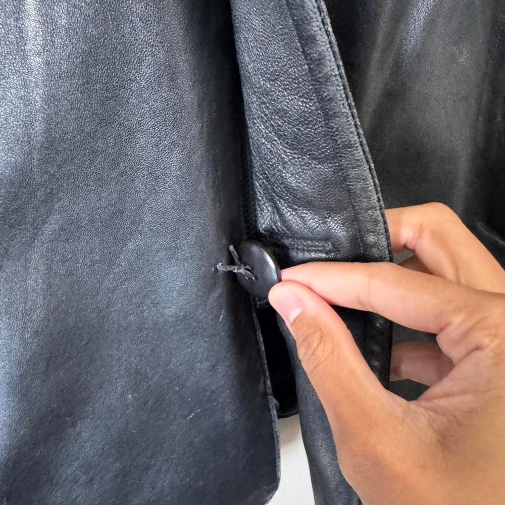 90s Y2K Large black leather jacket Nicole Miller - Picture 3 of 7